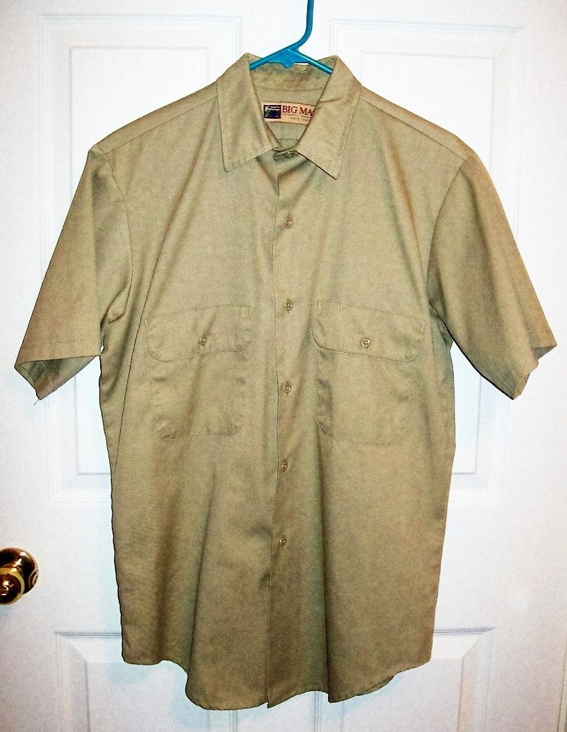 SALE 40% Off Vintage Men's Tan Work Shirt by Big Mac