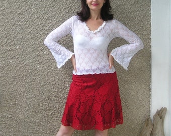 Vintage white LACE top, size S-M