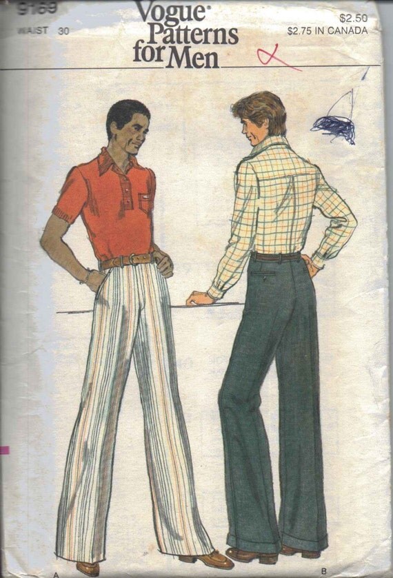 Vintage Mens Wide Leg Pants Pattern Vogue Patterns for Men