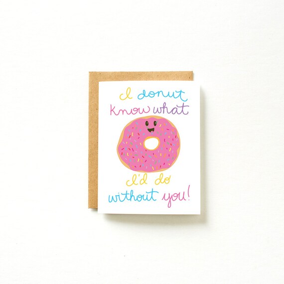 Items similar to Cute card, love card, donut card, donut pun, funny ...