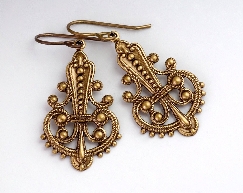 Antique Brass Nickel Free Earrings Victorian Earring Brass