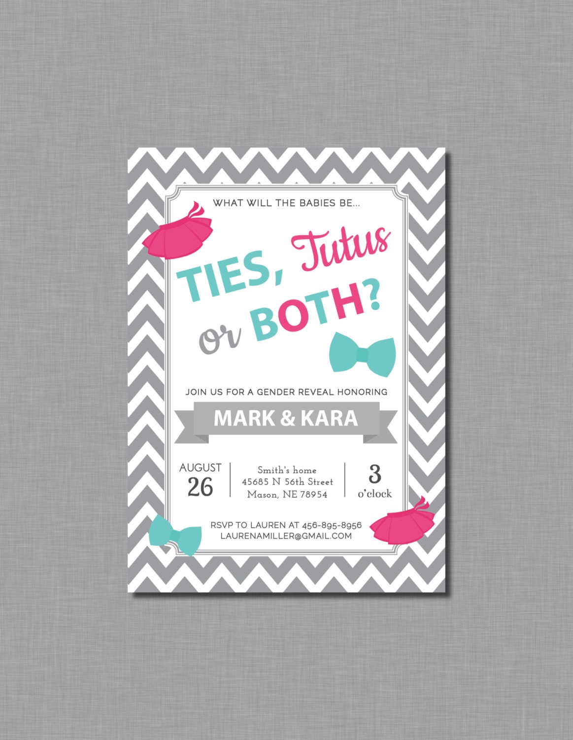 Invitations For Twins Gender Reveal Party 8