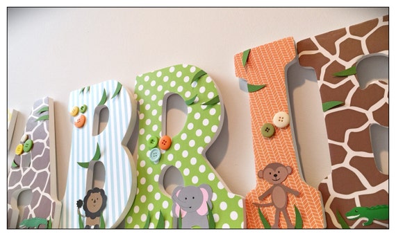 Holz kinderzimmer buchstaben. safari briefe. tiere. von dmh1414