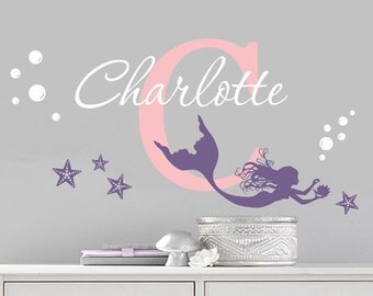 Mermaid Wall Decal - Mermaid Decal - Nursery Mermaid - Girls Room Decal - Mermaid Decor - Mermaid Wall Art