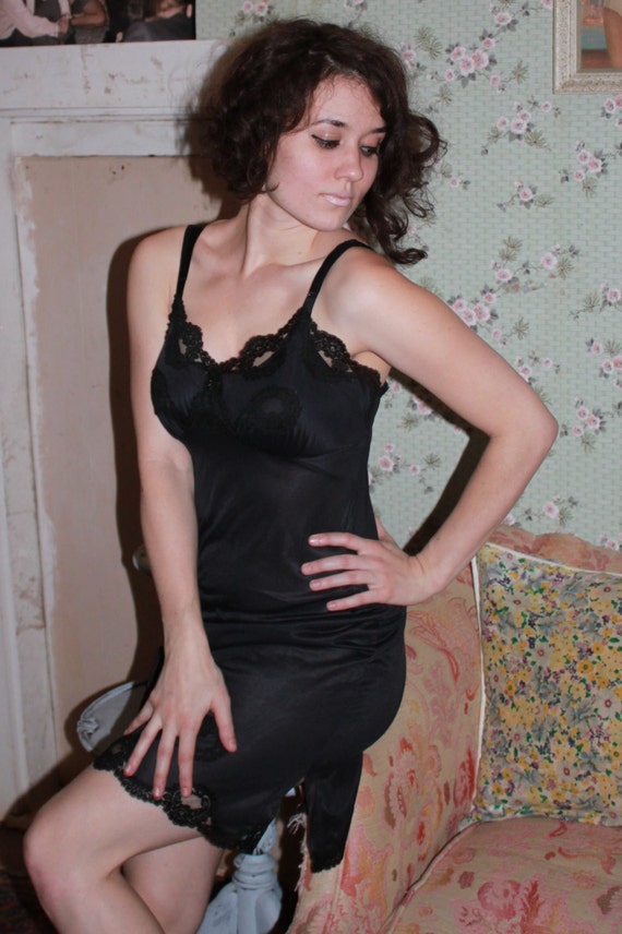 Sexy Black Vintage Slip by SistersOfEve on Etsy