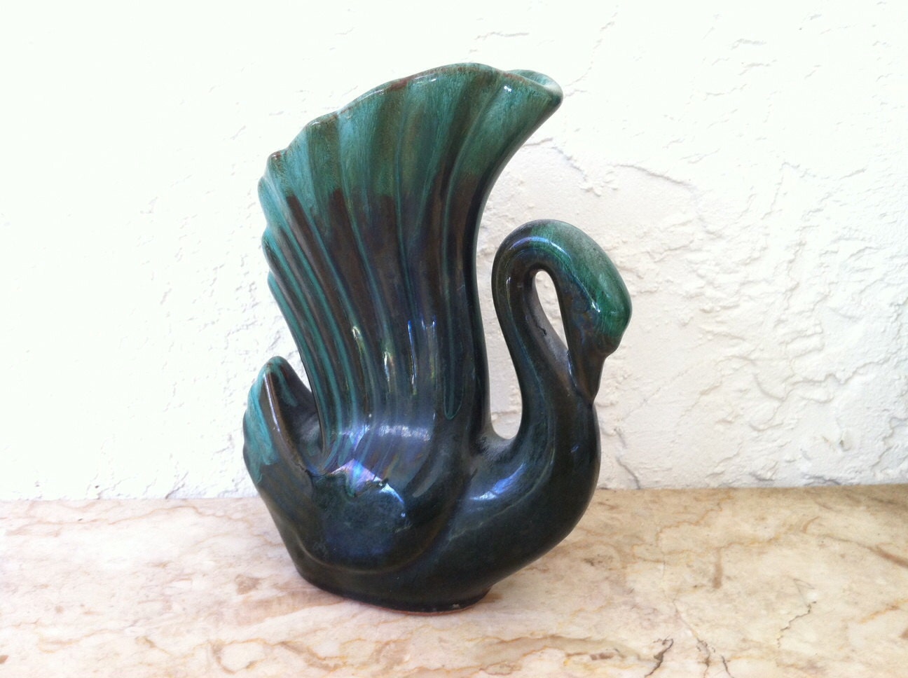 Vintage Art Pottery Swan Vase Blue Mountain Pottery Vintage