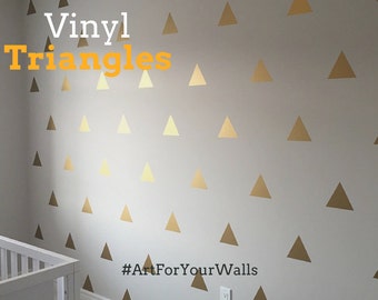 Gold Triangle Wall Decals - Golden Triangle Decals - Gold Vinyl Triangle Wall Art 0036