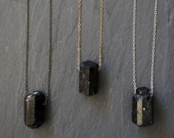 Raw Tourmaline // Tourmaline Necklace // Tourmaline Pendant // Stone of Empowerment // Black Tourmaline