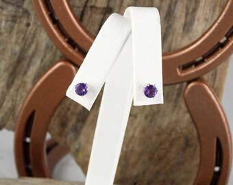 Sterling Silver Post Earrings - Natural Purple Amethyst Earrings - Stud Earrings - 5mm Natural Amethyst Rounds on Sterling Silver Posts