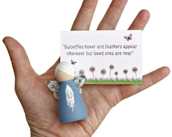White Feather Peg Doll Fairy - Bereavement Sympathy Remembrance Gift