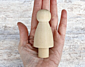 Blank Plain Unfinished Female Skirt Wood Peg Doll 9cm