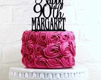 Happy 90th Birthday Cake Topper Personalized with Name and Age