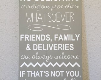 Made to Order No Soliciting Sign - Door Hanger Sign - Outdoor Wood Sign - Housewarming Gift - Front Door Sign - No Knocking Sign Porch Decor