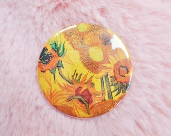 Sunflowers Van Gogh Fine Art Classical Pin Badge