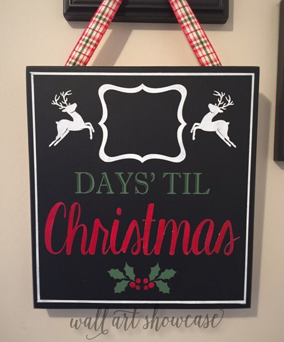 Days til Christmas Painted Wood Sign by WallArtShowcase on Etsy