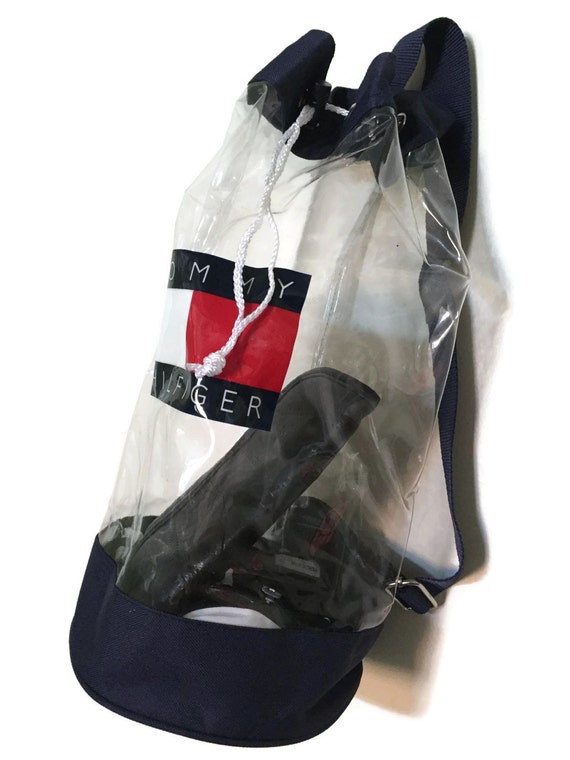 90's Tommy Hilfiger CLEAR Backpack Bag Clear Drawstring