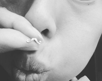 Movember November tiny little Mustache Earrings in matte golden blonde, matte silver finish or hand painted black