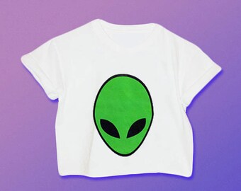 Alien Shirt // Alien Tie Dye // Alien Crop Top // 90s Grunge // 90s Crop Top // Grunge Clothing