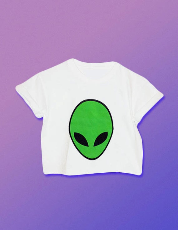 green tie dye alien shirt