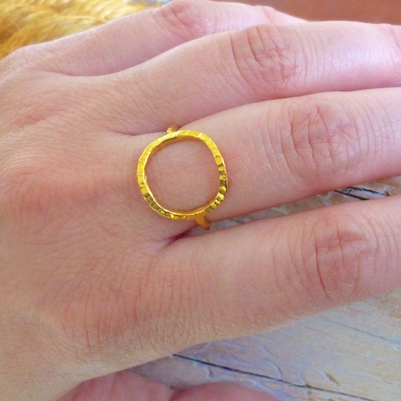 Open Circle Ring Geometric Ring Hammered Ring Delicate