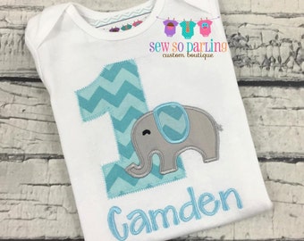 Baby Boy 1st Birthday Outfit - 1st Birthday Elephant Birthday Shirt - Elephant Birthday Outfit - Boy First Birthday Shirt