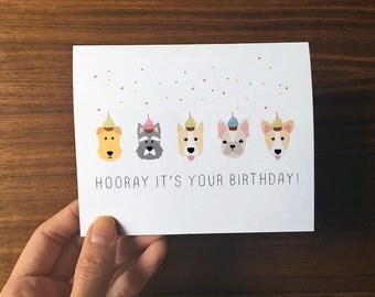 Dog Birthday Card, Cute Birthday Card, Dog Greeting Card, Dog Birthday Cards, Dog Lover Birthday, Birthday Card, Happy Birthday Card