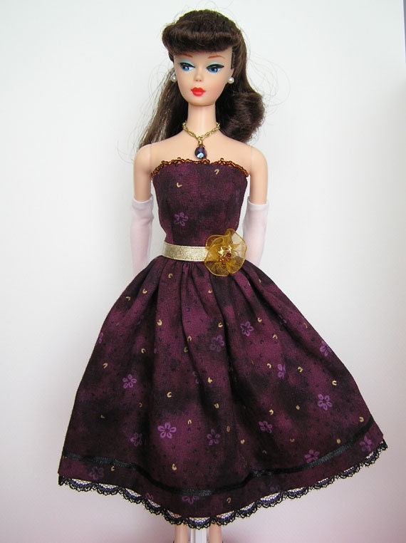 Vintage Reproduction Barbie Doll Purple Dress by WeeBluegrass