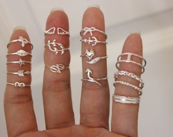 Sterling Silver midi ring, midi rings, knuckle ring, toe ring, delicate ring, above the knuckle ring, simple ring, arrow, snake, wing