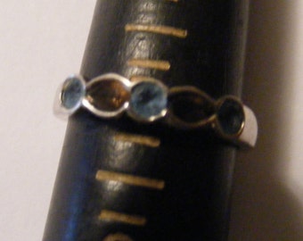 HELZBERG Diamonds london blue topaz & smokey topaz ring 925 size 7 sterling silver