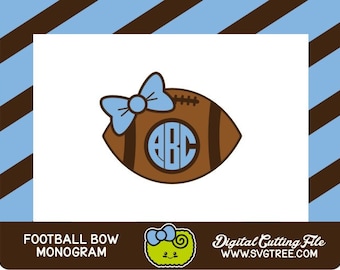 Football Monogram SVG, Football Girlfriend, Bow Monogram, SVG Files, Vector Art, Cricut Design Space, Silhouette Studio, Digital Cut Files