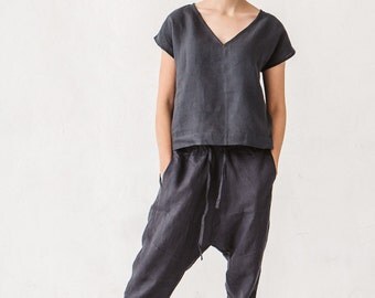Harem pants, Linen pants, Woman pants, Natural linen pants, Trousers, Stone washed linen, French linen, Linen clothes, Yoga pants