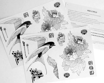 Temporary tattoos Big Size, fake tattoo, Hanoi I & II, Swallow tattoo, temp tattoos, ankle tattoo, flower tattoos, novelty gift coworker