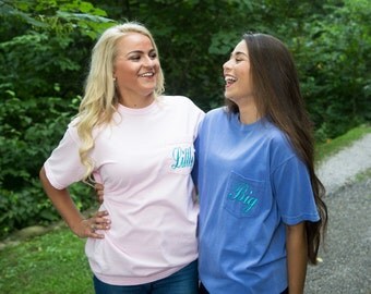 Sorority Shirts -Big Little Reveal Shirts-Comfort Colors Script Embroidered Biggie/Smalls Reveal Sorority Family Shirt -Gifts -Short Sleeve