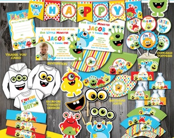 Monster Party Package, Monster Birthday Party, Printable Monster First Birthday, 1st Birthday party, DIY Monster Party Printable Decoration