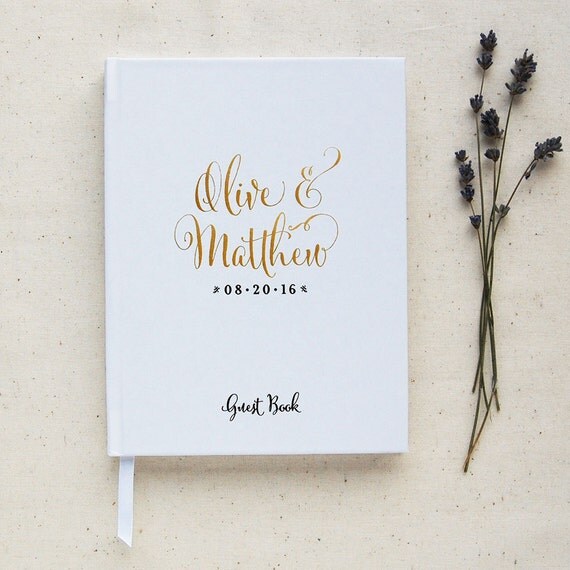Wedding Guest Book 2 Custom Hardcover Guest Book Gold Calligraphy
