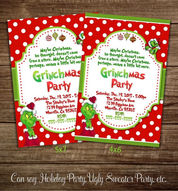 Grinch Christmas Party Invitation