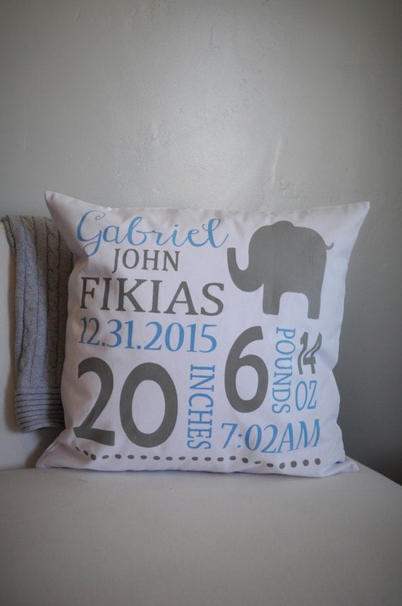 Download Personalized birth pillow cover birth Announcement pillow
