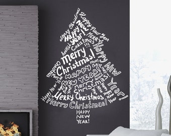 Wall Decals Merry Christmas Christmas Tree Christmas Decoration Decal Vinyl Sticker Home Art Bedroom Home Decor Living Room Art Murals MS686