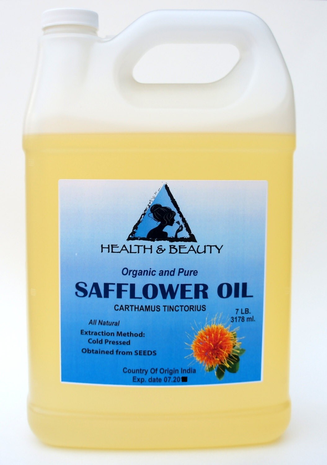 7 Lb 1 gal SAFFLOWER OIL ORGANIC Carrier Cold by HBOilsCenter