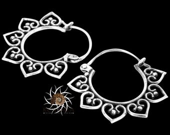 Silver Earrings - Silver Hoops - Gypsy Earrings - Tribal Earrings - Ethnic Earrings - Indian Earrings - Ttibal Hoops - Indian Hoops (ES72)