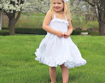 White Flower Girl Dress- Halter Top - Flower Girl - Summer Toddler