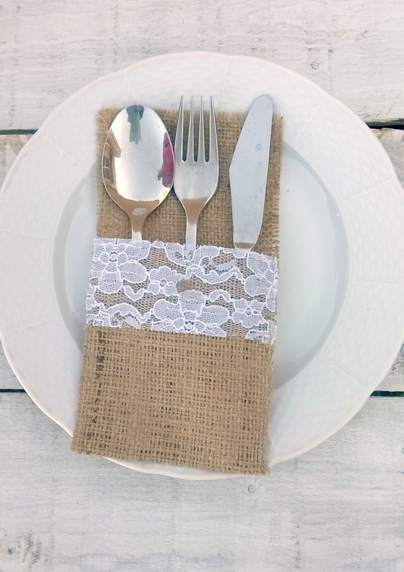 Items similar to Burlap Cutlery Holder Burlap Silverware Sleeve Burlap Cutlery Pocket