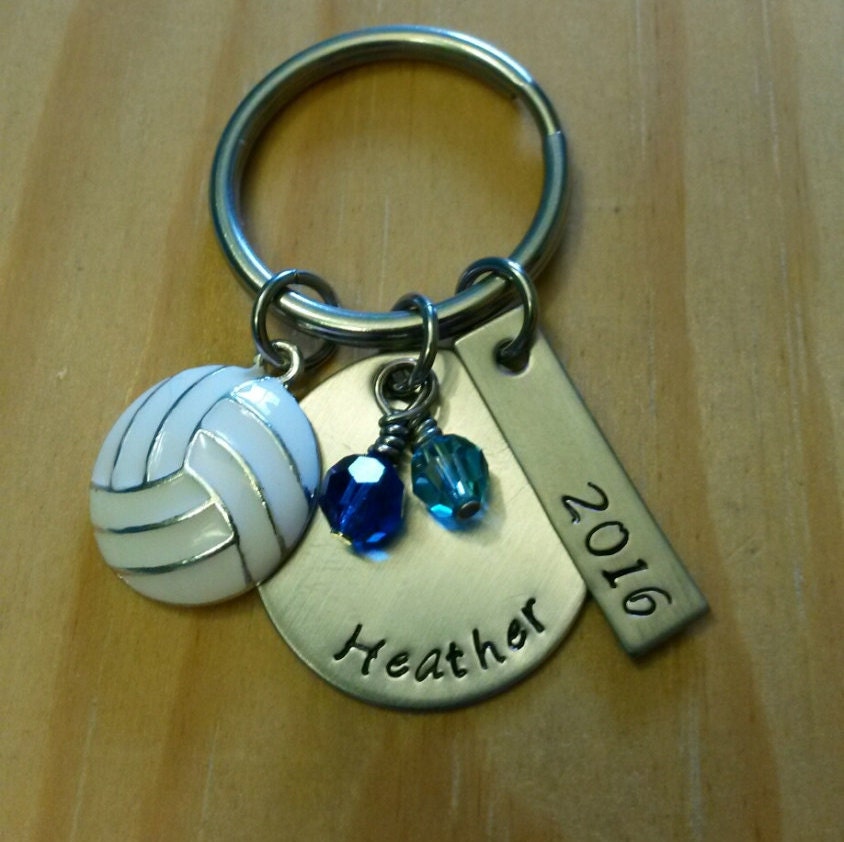 Hand Stamped Volleyball Keychain ADD to by BlackWolfDesigns21