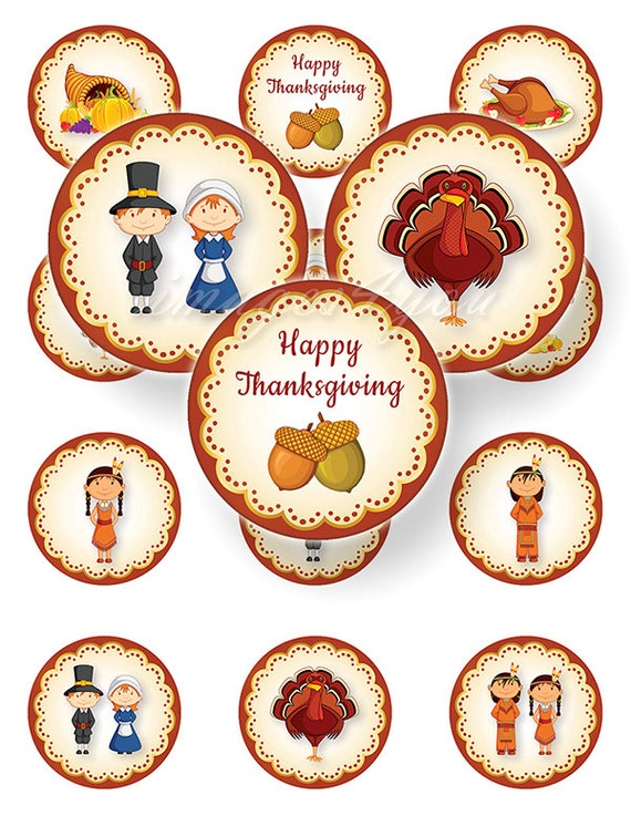 Printable Thanksgiving Digital Toppers Cupcake Collage Sheet 2