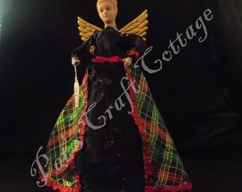 Holly Berry Christmas Angel ~ 12 in Treetop or Tabletop Angel by PFeignCottage
