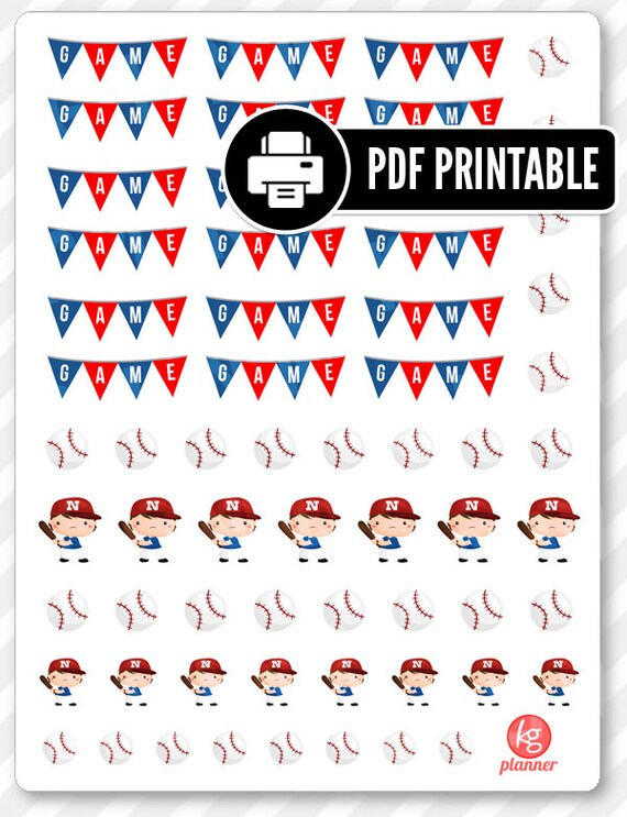 baseball set pdf printable planner stickers for by plannerpenny