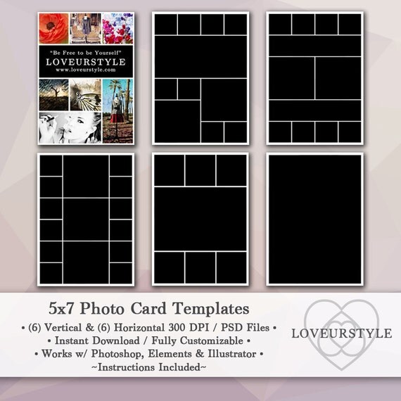 5x7 Photo Template Pack 12 Templates Photo Collage