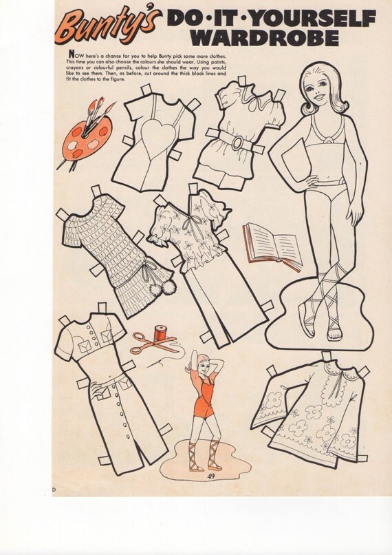 Vintage Paper Doll Buntys Cut Out Wardrobe Bunty