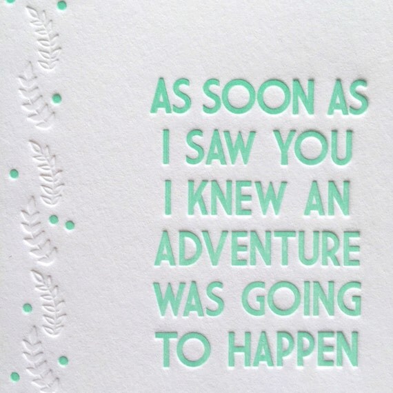 Items similar to Winnie The Pooh Adventure Quote Letterpress Card - Two