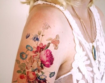 Vintage floral temporary tattoo / boho temporary tattoo / festival temporary tattoo / bohemian temporary tattoo / festival accessoire